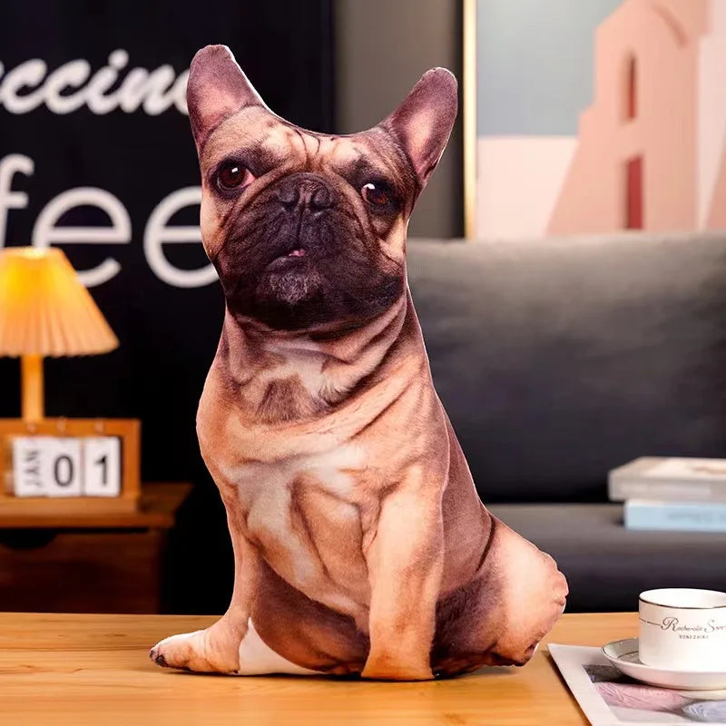 Almofada Realista de Cachorro 3D Bulldog Francês