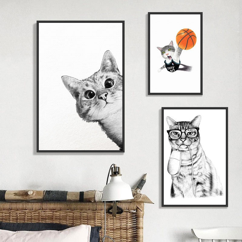 Arte de parede do gato sorrateiro