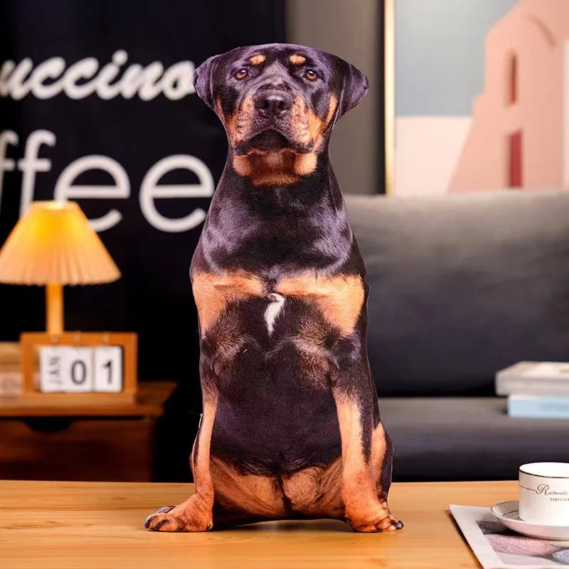Almofada Realista de Cachorro 3D Rottweilers