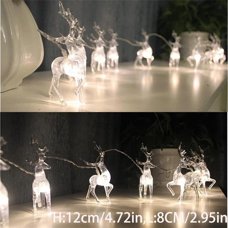 Cervos de LED - Decoração Natal Branco Frio 12CM 1.5m 10 leds