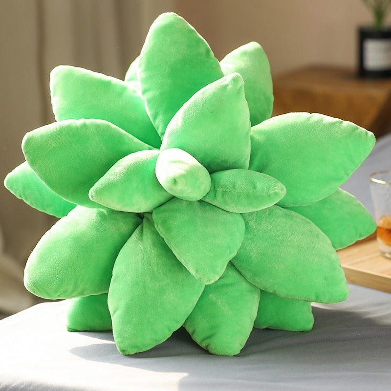 Travesseiro de Pelúcia Suculenta Verde Esmeralda