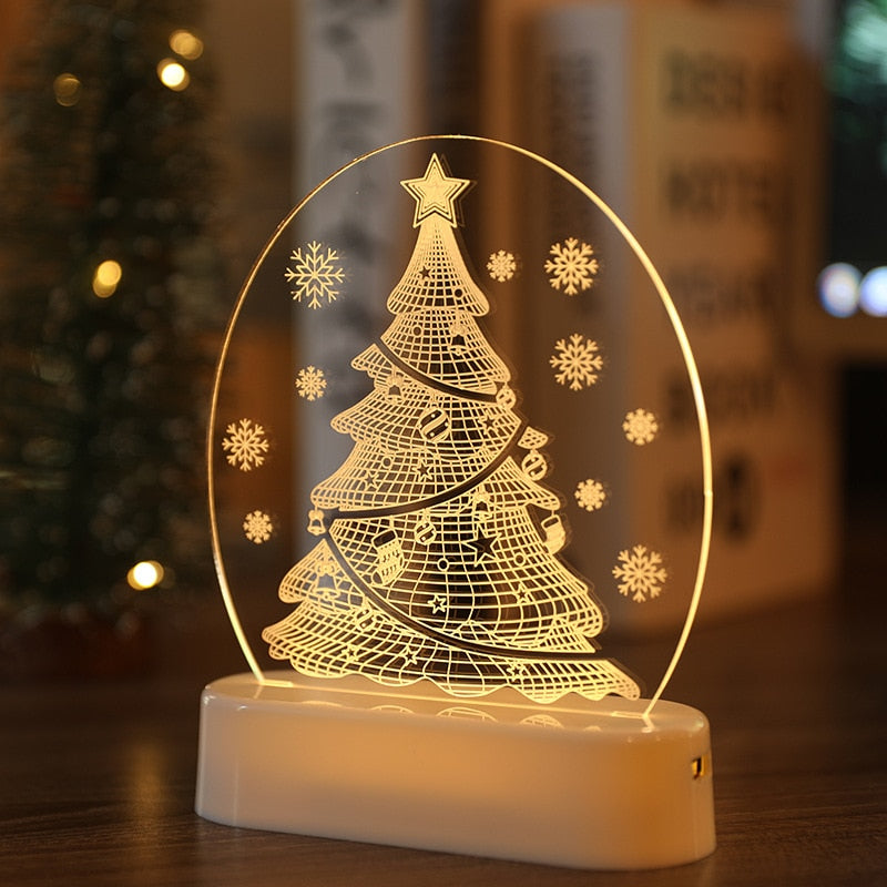 Abajur 3D Natal Mágico Árvore de Natal
