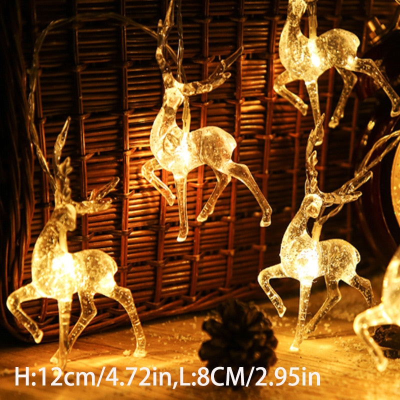 Cervos de LED - Decoração Natal Branco Quente 12CM 1.5m 10 leds
